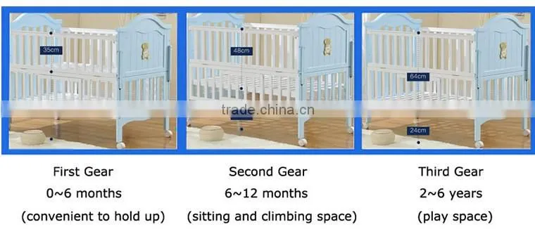 WBC-12B three adjustable design multi-function baby floor bed, baby bed dimensions