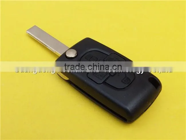 Best selling 4 buttons flip key shell for Peugeot 407 key fob with battery place