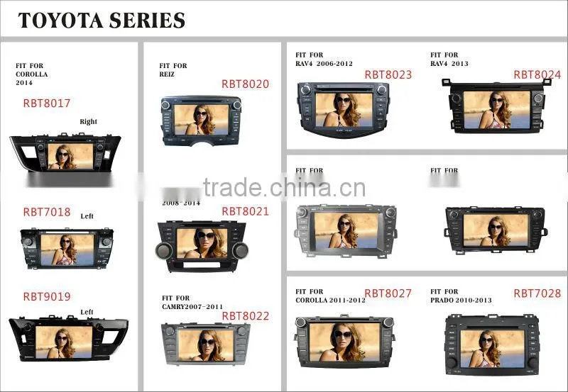 Fit for TOYOTA corolla 2014 8inch right drive car dvd gps navigation