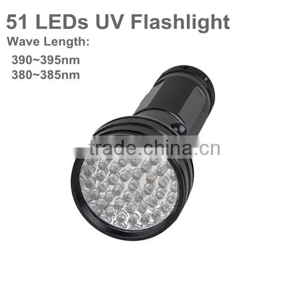 51 LED UV Light Bulb Flashlight 395nm Wavelength For Pet Urine Money Detector 51 395 UV with 3AAA Battery OEM ODM