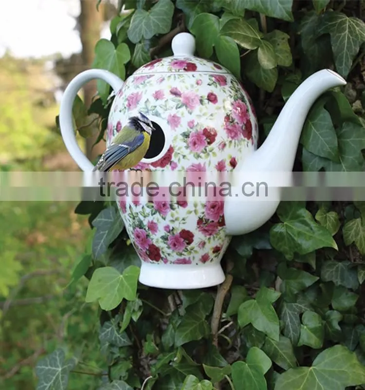 Hanging teapot ceramic bottle bird feeder