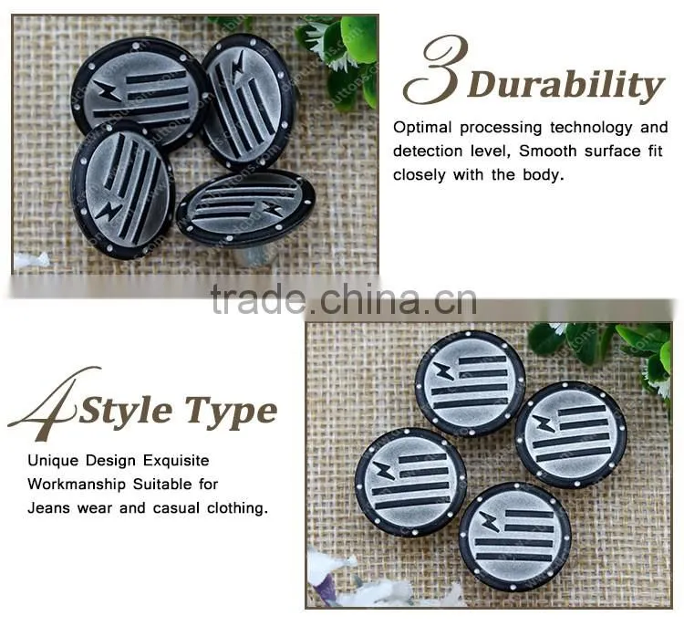 Lightning Cap Customized Button Silver Jeans Button for Denim Jeans