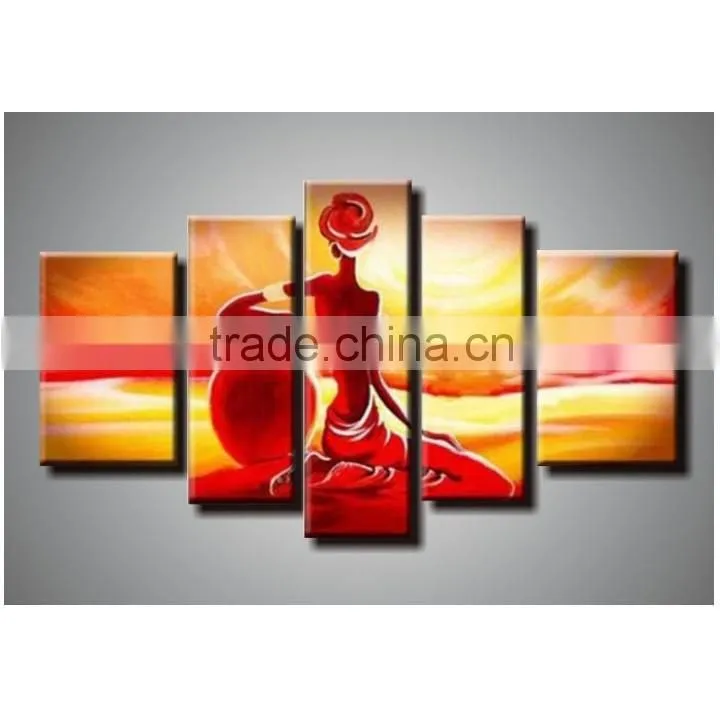 SHu1717 handmade flower pot canvas painting for bedroom