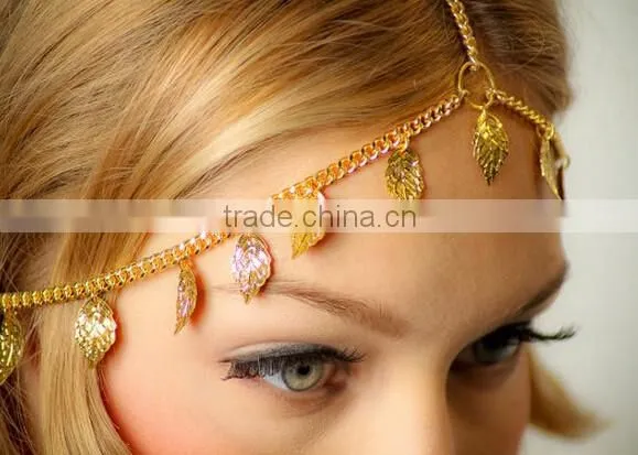 New Women Metal Leaves Tassels Headband Fashion Head Chain Hair Jewelry