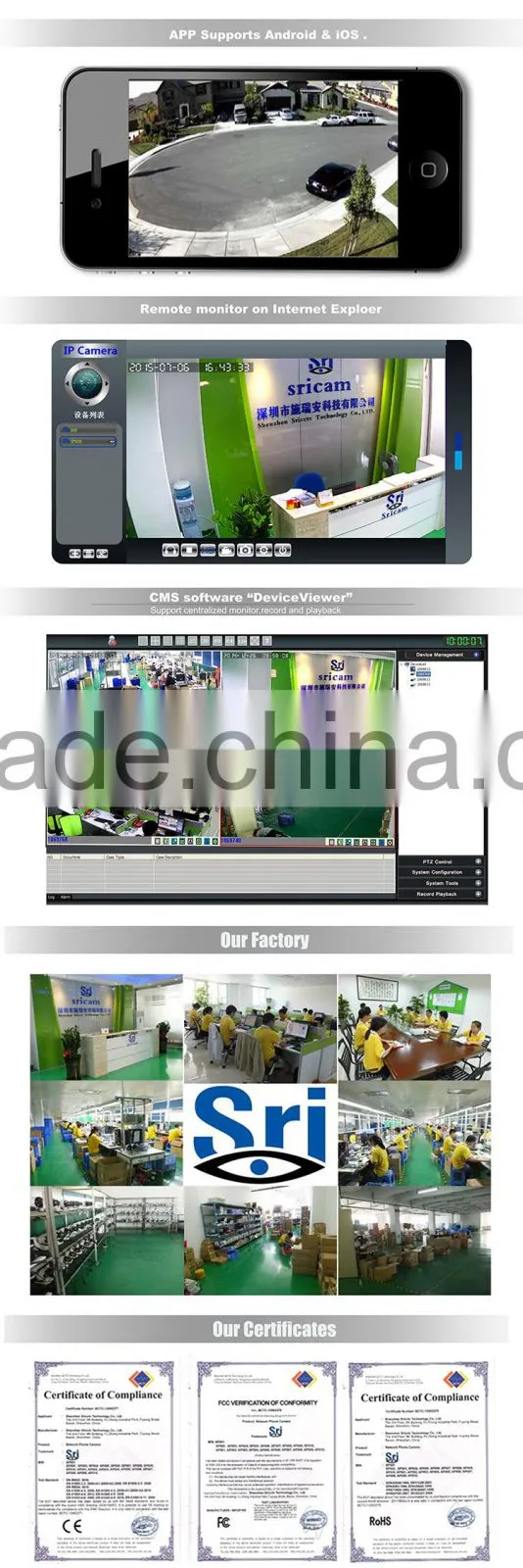 OEM/ODM Sricam SP008 p2p Pan tilt 128g IR 50 meter Speed Onvif full hd wireless ip ptz camera Dome security PTZ Camera