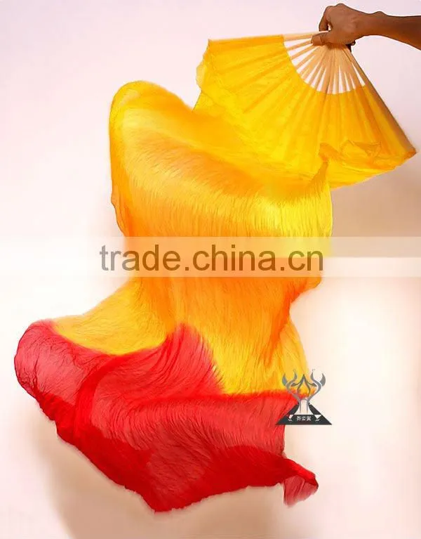 2012 wholesale green blue rose mixing color Belly Dance Silk Fans veil DJ1022