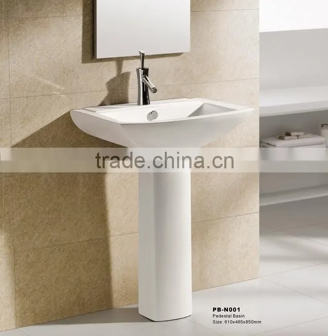 ceramic pedestal basin /sink with bright surface