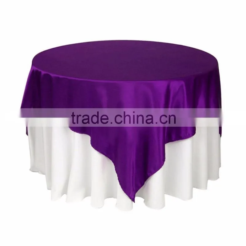 Square 145*145CM Round Satin Table Overlay For Wedding Banquet