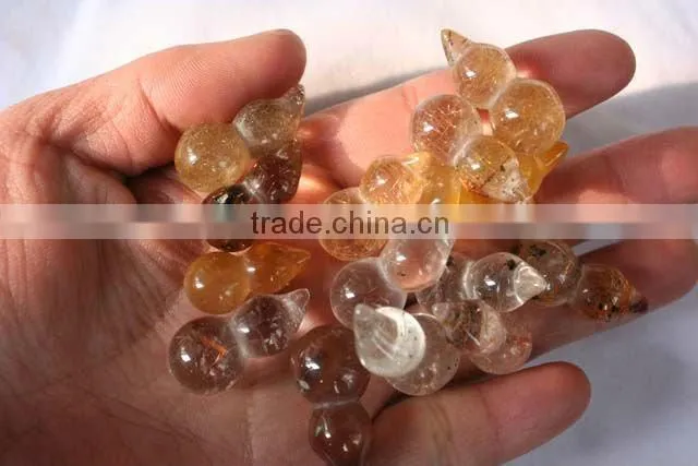 Rare Rutilated Quartz Rock Crystal GOURD Carving