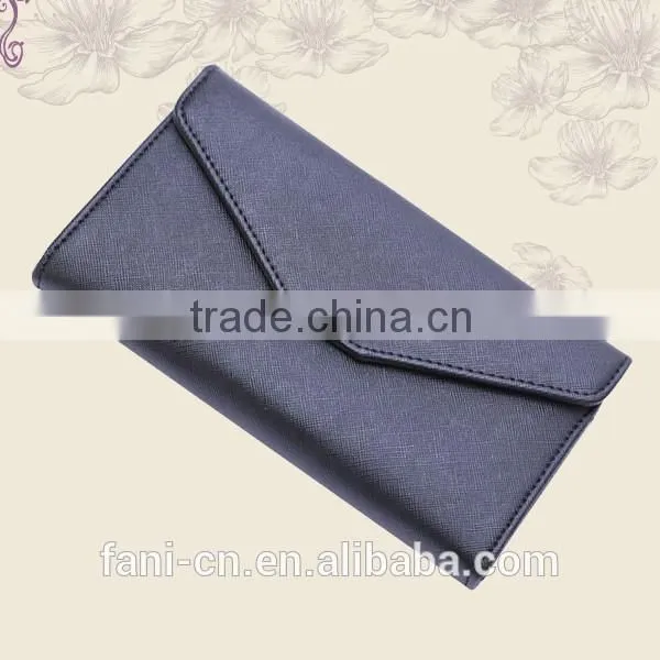 Wholesale multifunction cheap PU leather clutch purse with pen holder design for woman