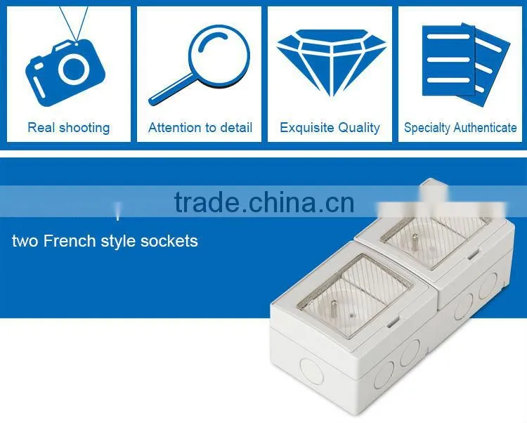 European multiple 250V power wall switch and socket SP-2FRS