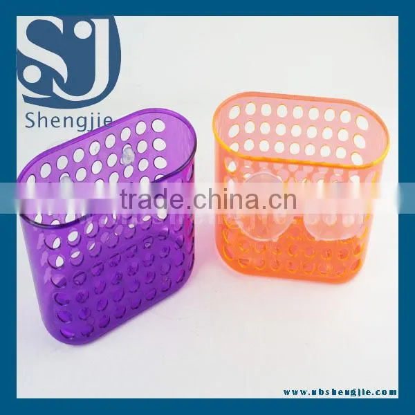 Trade Assurance Plastic suction cup bathroom basket /holders/shelf/PLASTIC BASKET bathroom basket with handle