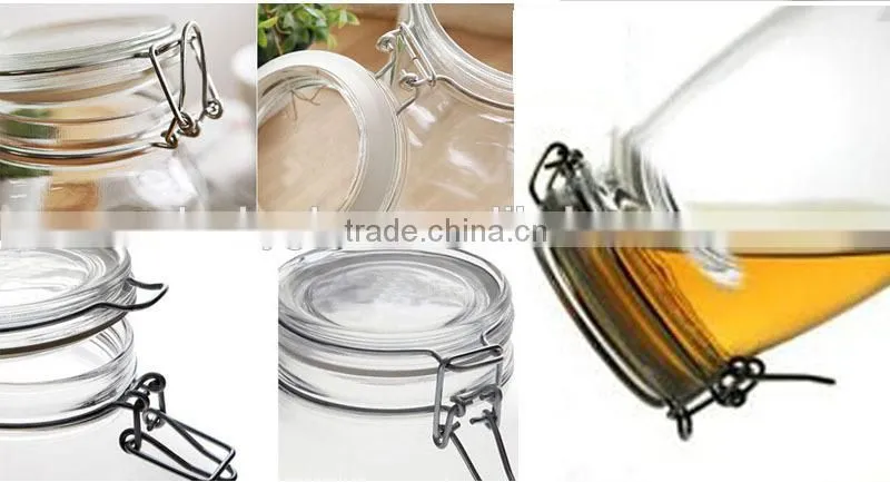 clear clip top spice condeiment glass jars with red ceramic lid