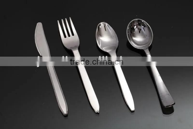 silver coated plastic disposable cutlery set