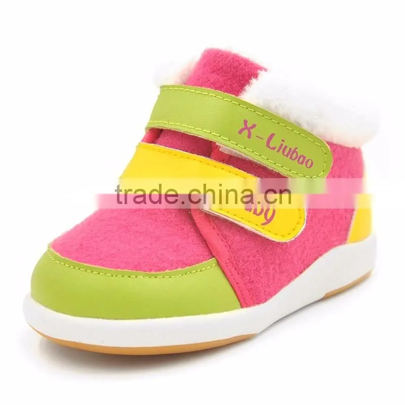 2016 XIAOLIUBAO Organic Cotton Fabric Funny Baby Winter Shoes