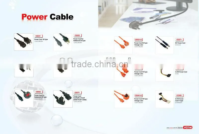 VCOM High Quality US Type Copper Conductor Power Cable
