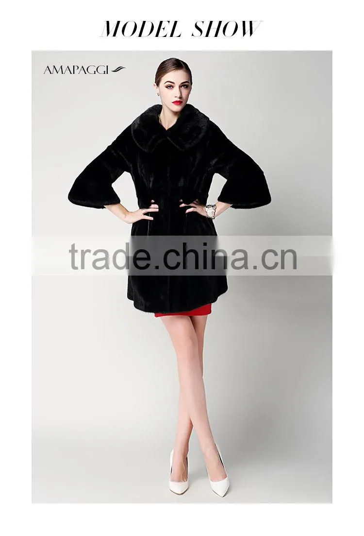 Wholesale top quality black slim mink womens fur coat from China
