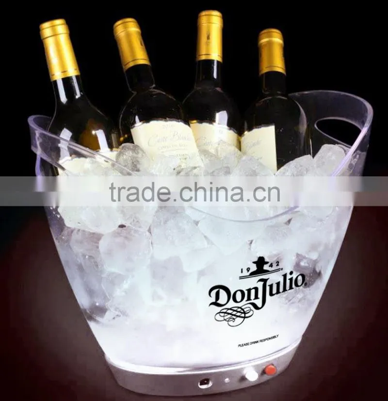 Promotional clear cheap plastic champagne led ice bucket