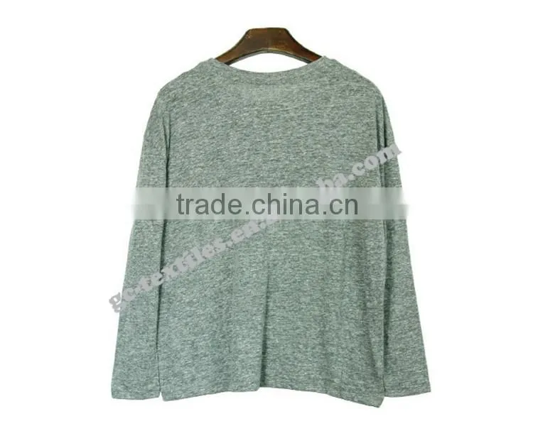 Girl's Manlange Grey Printed Long Sleeve T-shirts