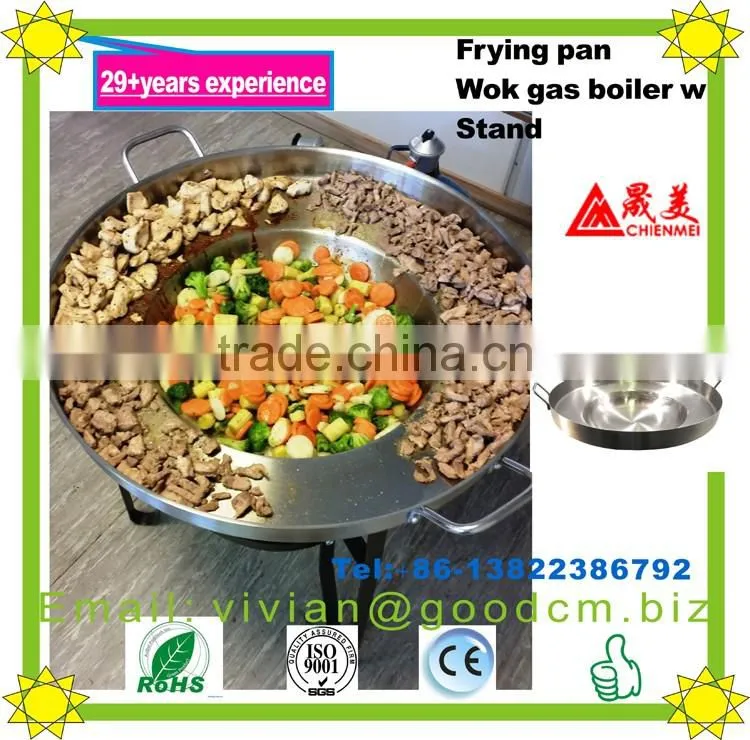 Both Frying and Wok gas boiler w/Stand, Great wokpannne stainless steel Frying Wok,popular crab boiler