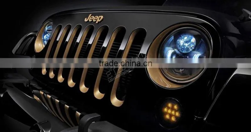 97-16 Jeep Wrangler TJ JK 7" round 40W LED headlight red blue purple pind amber Halo ring Harley motorcycle headlamp