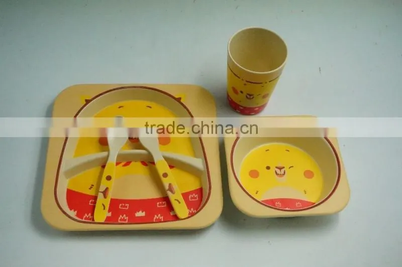 Green best selling baby bowl, spoon bowl cup bamboo fiber eco-friendly baby dinner set