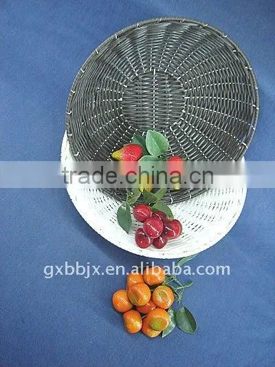 Black/White plastic rope woven and iron frame storage caddy tray