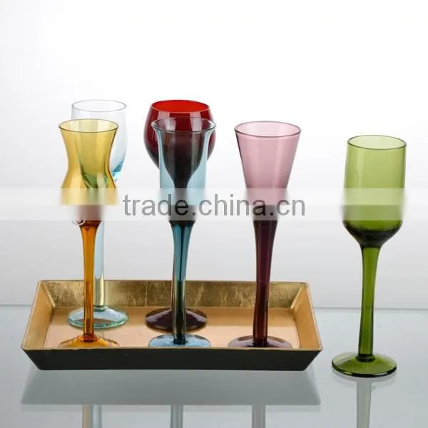 2-3oz top grade 6 colorful mini wine shot glass set with plastic tray