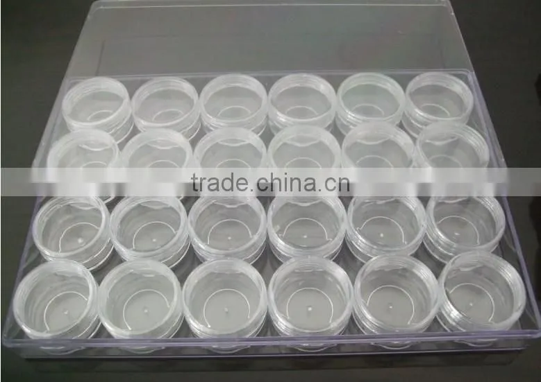 24/lots Plastic Glass Clear Cosmetic Beads Storage Pot Bottles Jars