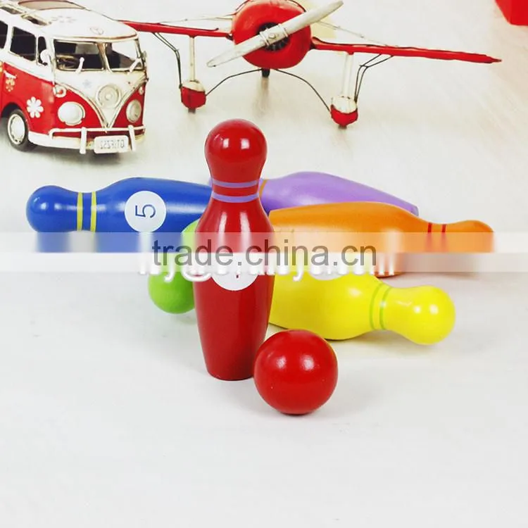Wholesale mini wooden kids bowling playing set colorful children wooden bowling set toys W01A293