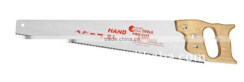 golden teflon coated hand saw with wood handle