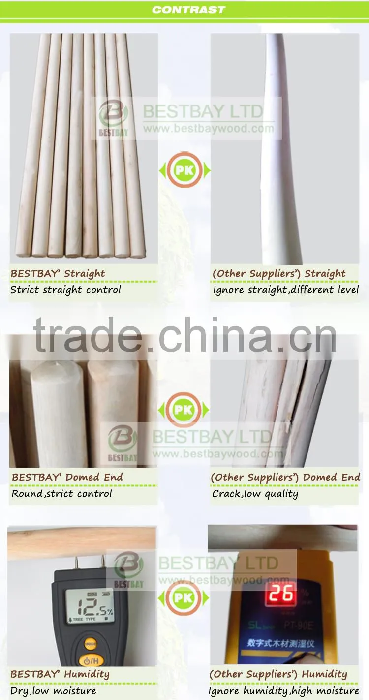 120*2.2cm natural wooden broom stick