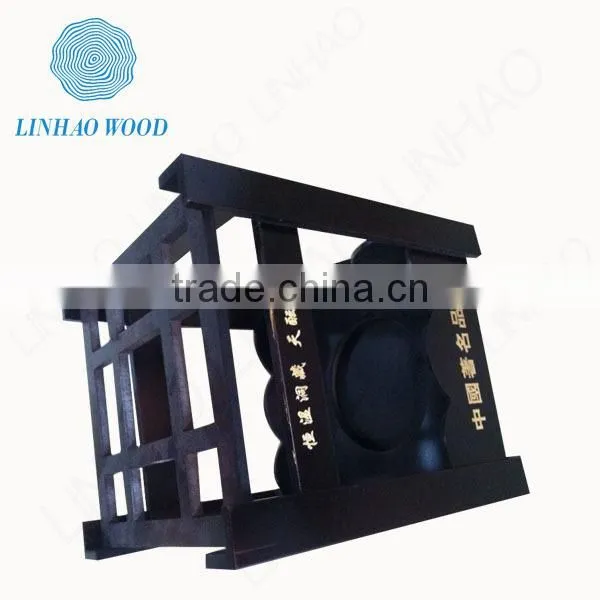 customized wooden wine bottle rack box with timber lid,whole sale decoration wooden wine box