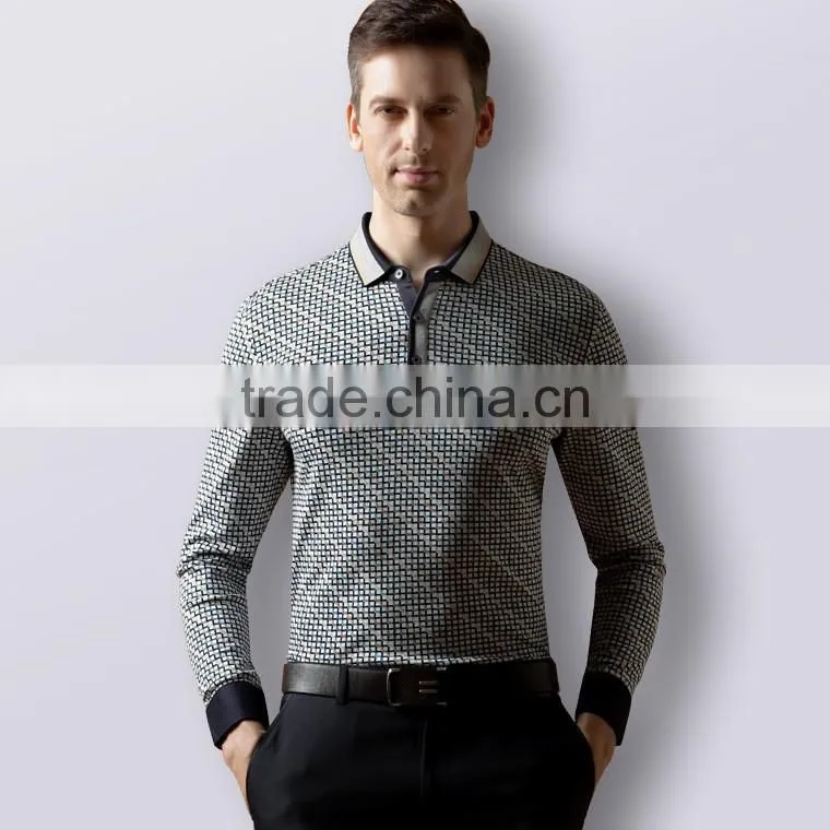 Mens long sleeve polo shirts OEM 100% cotton classic collar polo t shirt for men