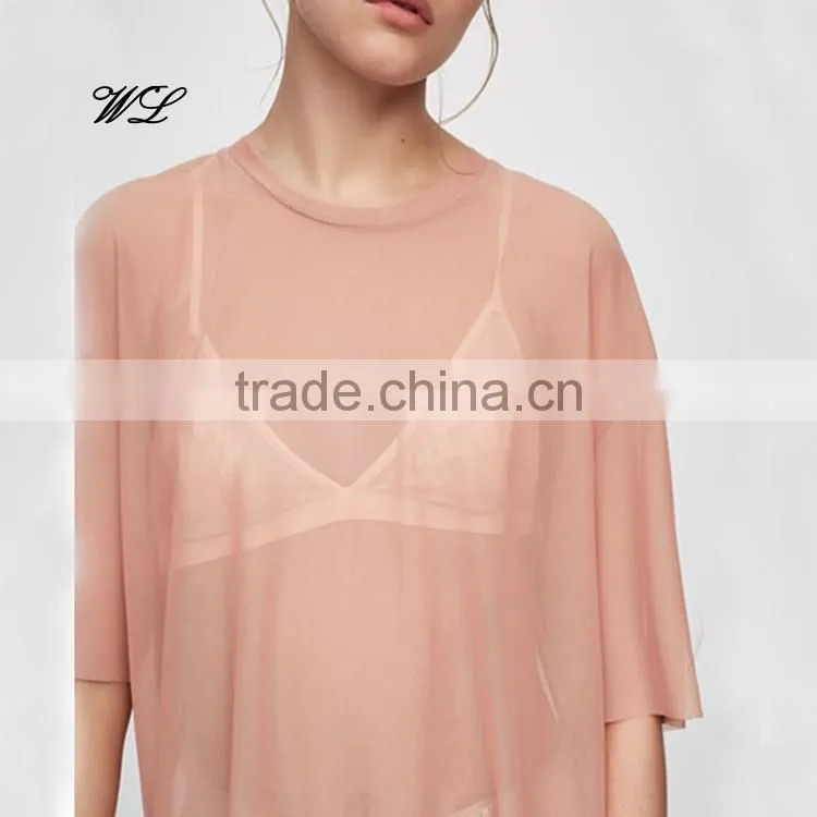 Lady latest fashion sexy new trendy woman mesh blouse