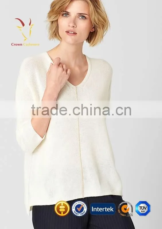 Fashion Knitwear V Neck Merino Wool Casual Sweater for Women
