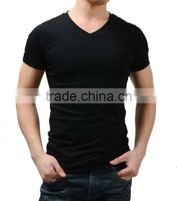 Handsome men new style plain bulk black t shirts