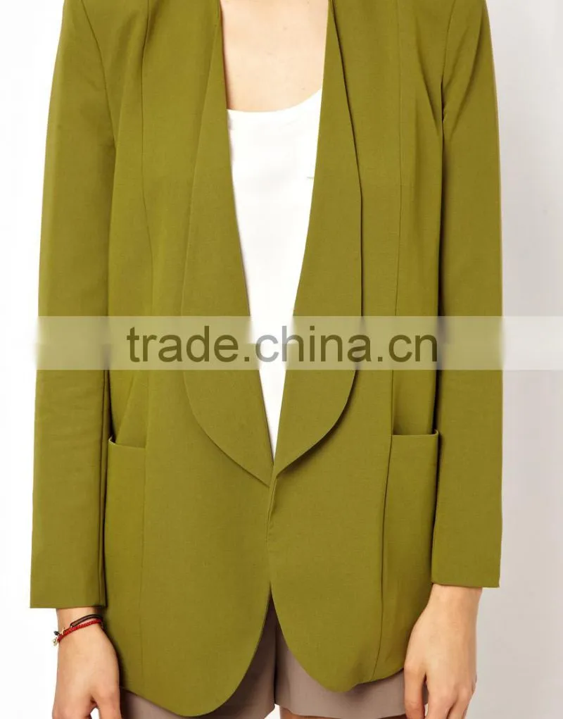 2013 autumn long line v-nekc padded shoulder high quality blazer for ladies
