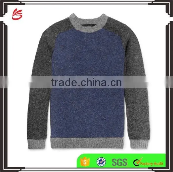 Top Selling 100% Wool Made Sweater Men with Ribbed Trim and Hem Man Wool Sweater Design