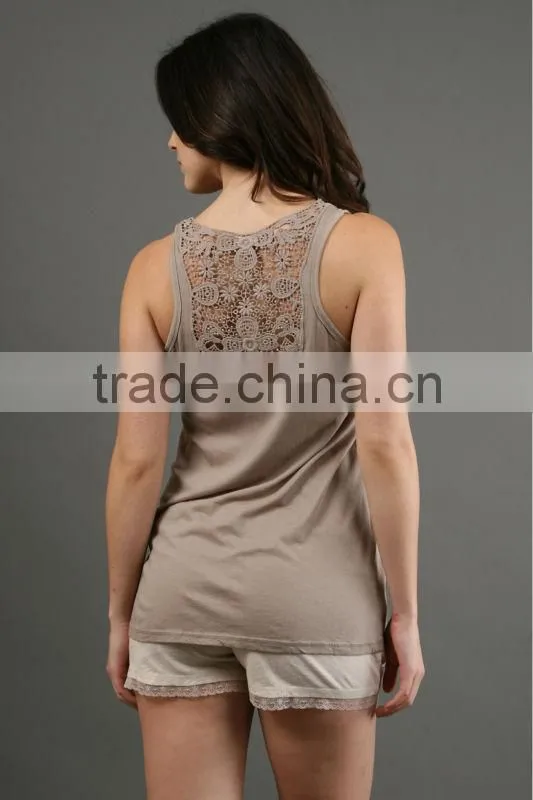 Ladies Solid Tank Top in Taupe