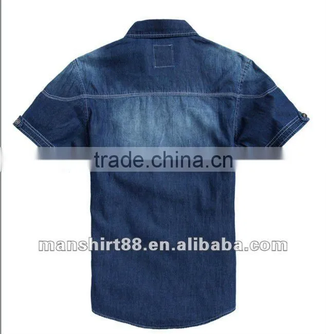 latest washed 100% cotton denim slim fit casual man shirt