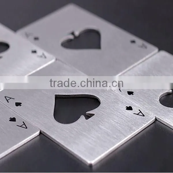 Spade A shape poker card bottle opener for promotional gift