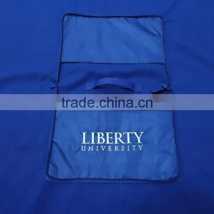 shaoxing gaoxuan blue embroideried brand logo with handle pocket blanket