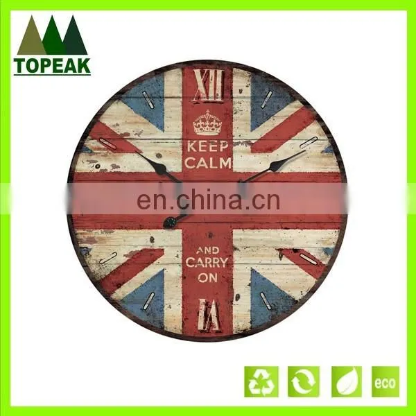 Promotional cheap DIY painting Wooden Wall Clock,Round Simple Design Antique decorative wall clock