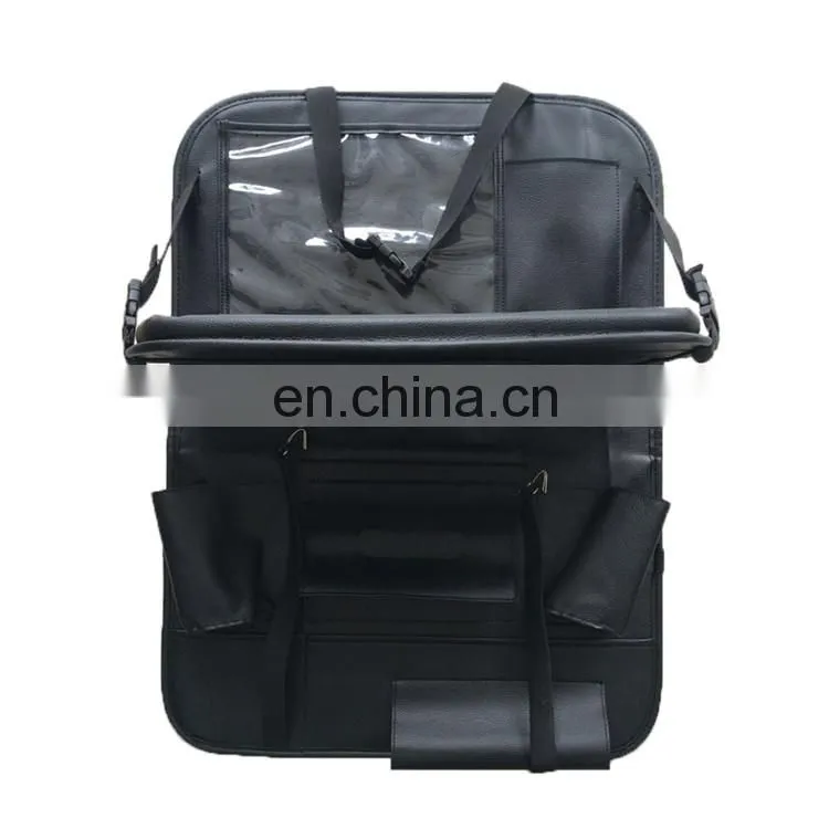 PU Leather Backseat Car Organizer with Table Tray for Baby Foldable Dining Table Desk
