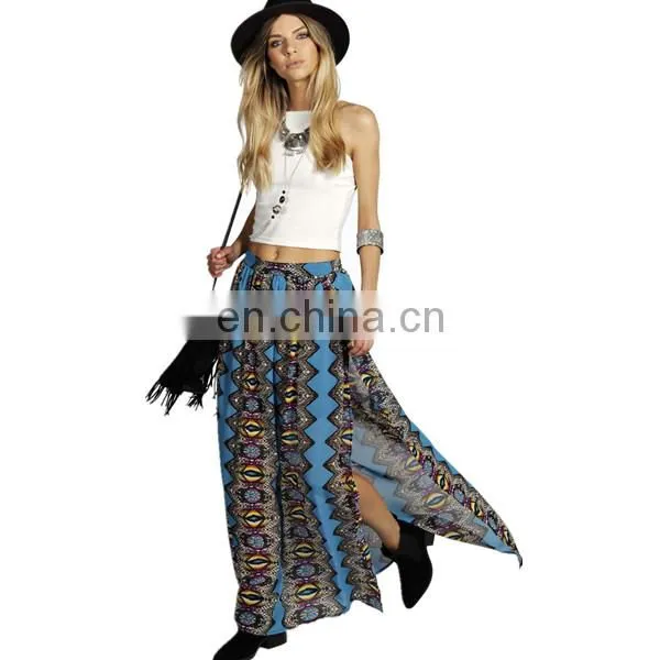 wholesale contrast band split front women pencil skirt