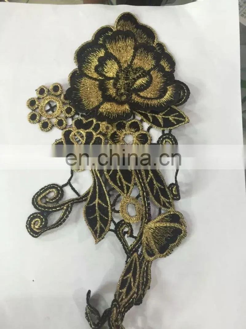 wholesale collars in stock embroidery designs flower neck lace polyester neck design in pair collar lace