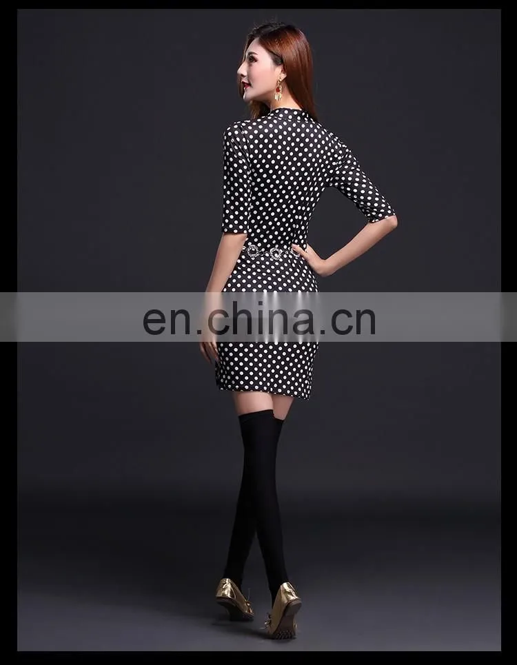 T-5112 Sexy slim black and white round dot women belly dance skirt