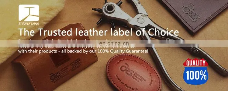 Pu handmade custom metal logo leather clothing label for garment