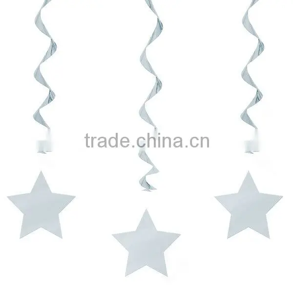 Metallic Dangling Silver Star Swirls /Silver Star Hanging Decoration /Wall Decoration SD057